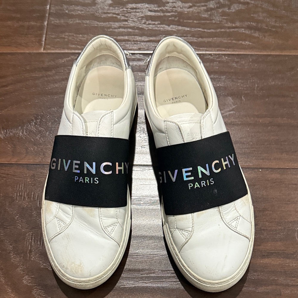 Givenchy White Sneakers with Black Logo Band